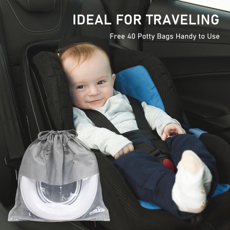 Beavtaens Travel Potty, 2 in 1 Stable Training Seat with liners for Toddler, Portable and Foldable Toilet with Handbag, Easy to Set Up and Clean, Apply to Car and Camping with splash guard(Gray) - Image 5